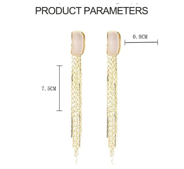 Cymophanitel Long Non-piercing Ear Clip Women's High-grade Temperament Chain Tassel Earrings-Jewearrings