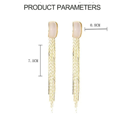 Cymophanitel Long Non-piercing Ear Clip Women's High-grade Temperament Chain Tassel Earrings-Jewearrings