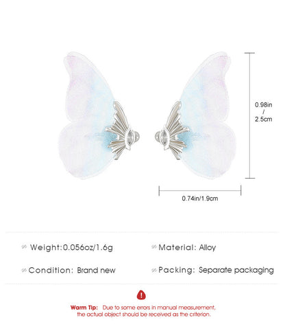 Fantasy Butterfly Mesh Wings Ear Clip Fashion Short Simple Transparent Earrings-Jewearrings