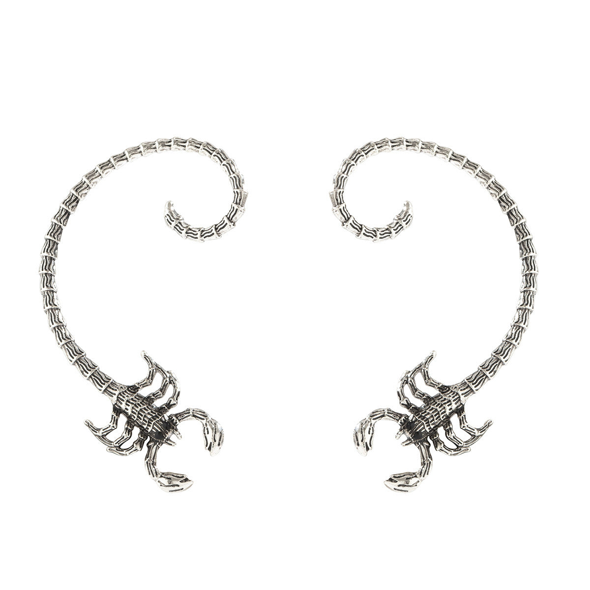 Dark Outline Scorpion Curved Stud Earrings Hip Hop Cool-Jewearrings