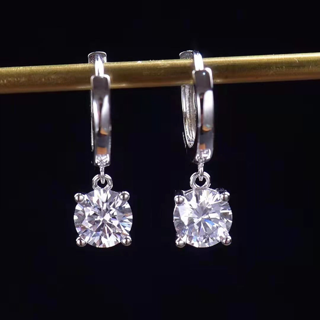 D Color Moissanite Female 925 Silver Plated Trendy Earrings-Jewearrings