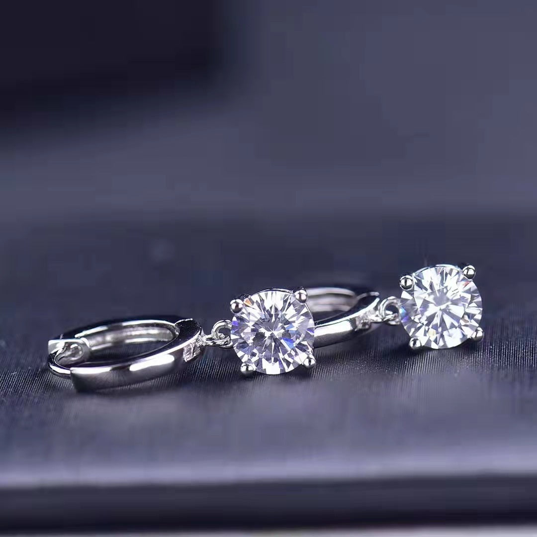 D Color Moissanite Female 925 Silver Plated Trendy Earrings-Jewearrings