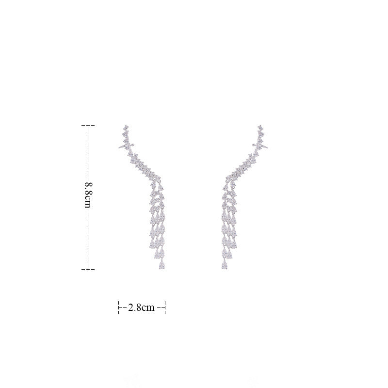 Avant-garde Zircon Ear Clip Symmetrical Earrings-Jewearrings