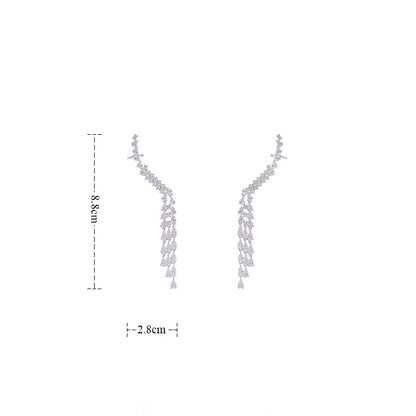 Avant-garde Zircon Ear Clip Symmetrical Earrings-Jewearrings