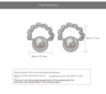 6-7mm Sea Pearls Stud Earrings S925 Sterling Silver-Jewearrings