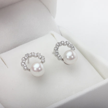 6-7mm Sea Pearls Stud Earrings S925 Sterling Silver-Jewearrings