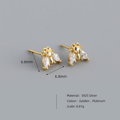 Small And Simple Insect-shaped S925 Sterling Silver Stud Earrings-Jewearrings