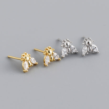 Small And Simple Insect-shaped S925 Sterling Silver Stud Earrings-Jewearrings