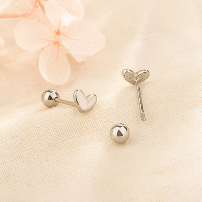 925 Small Love Screw Tightening Buckle Stud Earrings For Women-Jewearrings