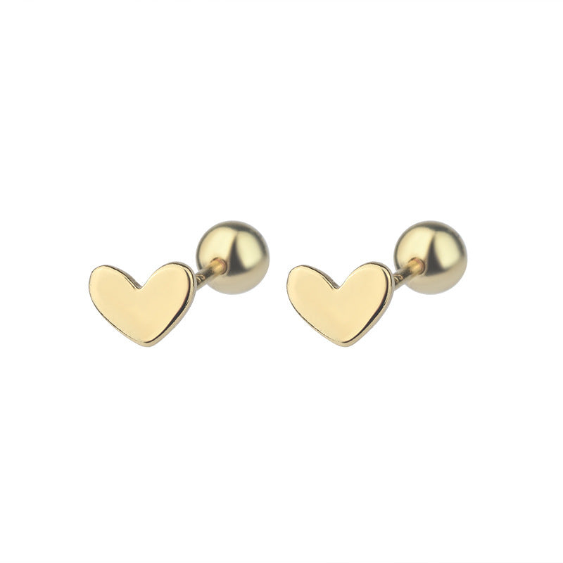 925 Small Love Screw Tightening Buckle Stud Earrings For Women-Jewearrings