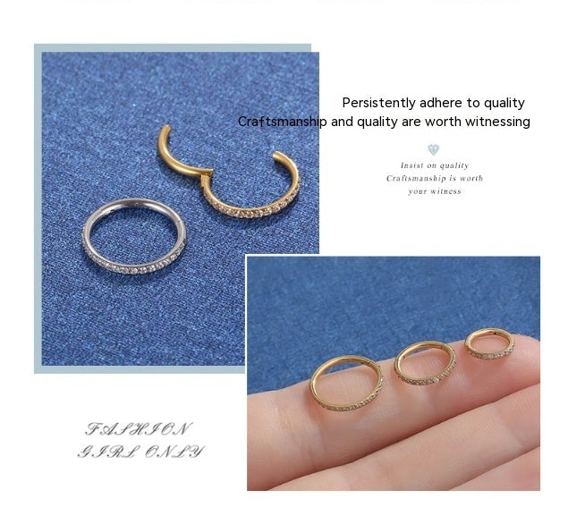 Stainless Steel Piercing Ornaments Bottom Zircon Circle Closed Ring Seamless Nose Circle Multifunctional Cartilage Earrings-Jewearrings