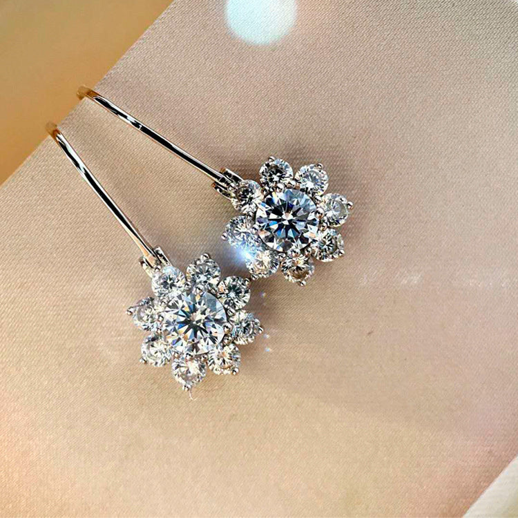 Rhinestone Earrings SUNFLOWER S925 Sterling Silver Plating-Jewearrings