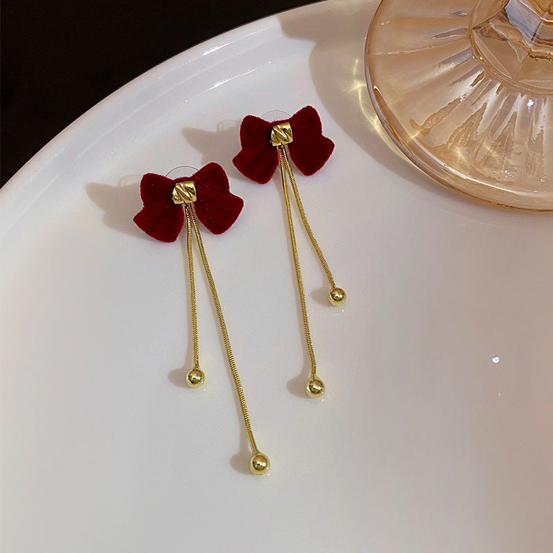 Women's Fashion Tassel Bow Earrings-Jewearrings