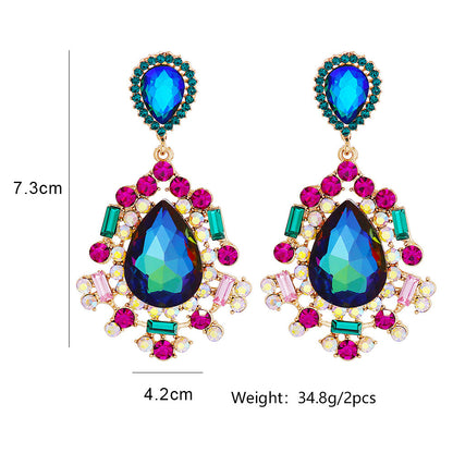 Design Fashion Normcore Style Water Drop Shape Hollow Jeweled Stud Earrings-Jewearrings