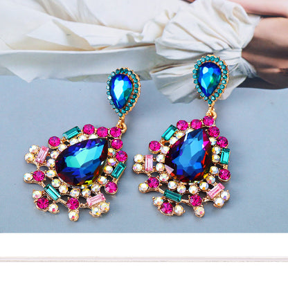 Design Fashion Normcore Style Water Drop Shape Hollow Jeweled Stud Earrings-Jewearrings