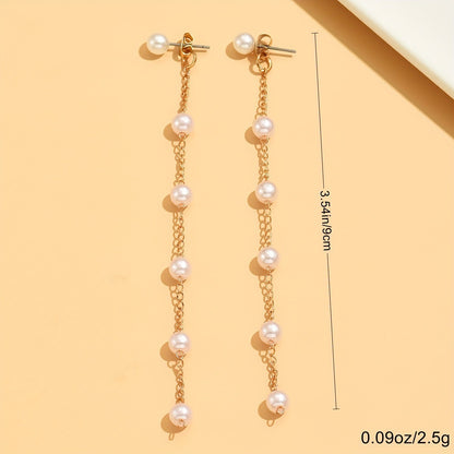 Women's Fashionable All-match Gas Pearl Long Chain Earrings-Jewearrings