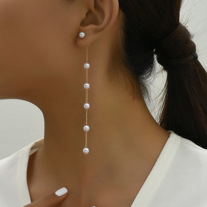 Women's Fashionable All-match Gas Pearl Long Chain Earrings-Jewearrings