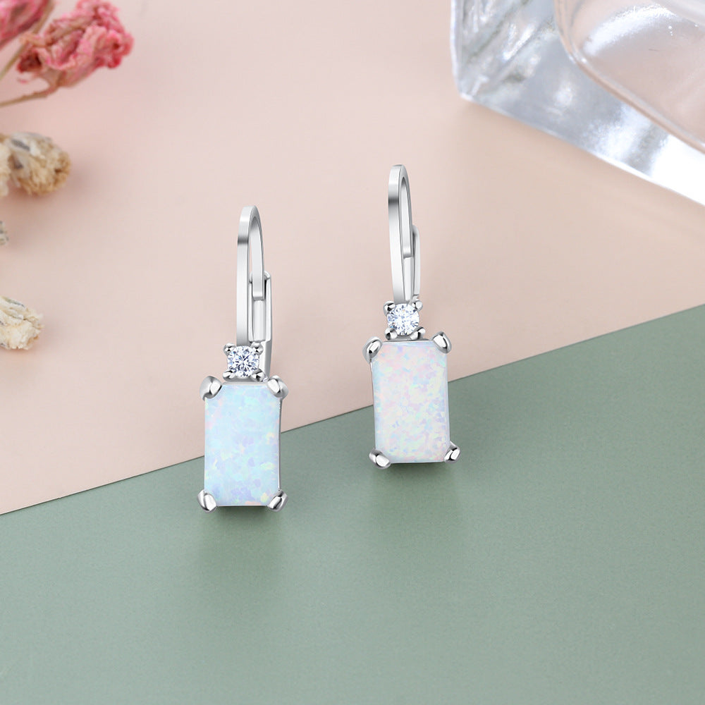 European And American Simple Earrings S925 Silver Accessories Opal Accessories-Jewearrings