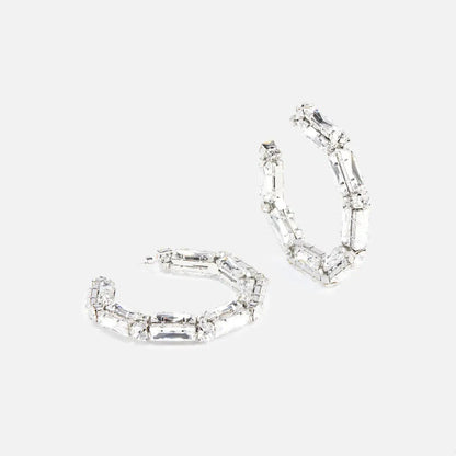 Rhinestone Earrings Personalized Fashion Hoop Exaggerated Earrings Versatile Accessories For Women-Jewearrings