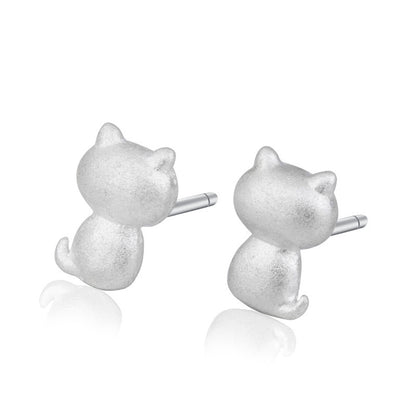 Silver-plated Ear Studs Women's Cute Kitty Earrings Small Animal Zodiac Women's Earrings-Jewearrings