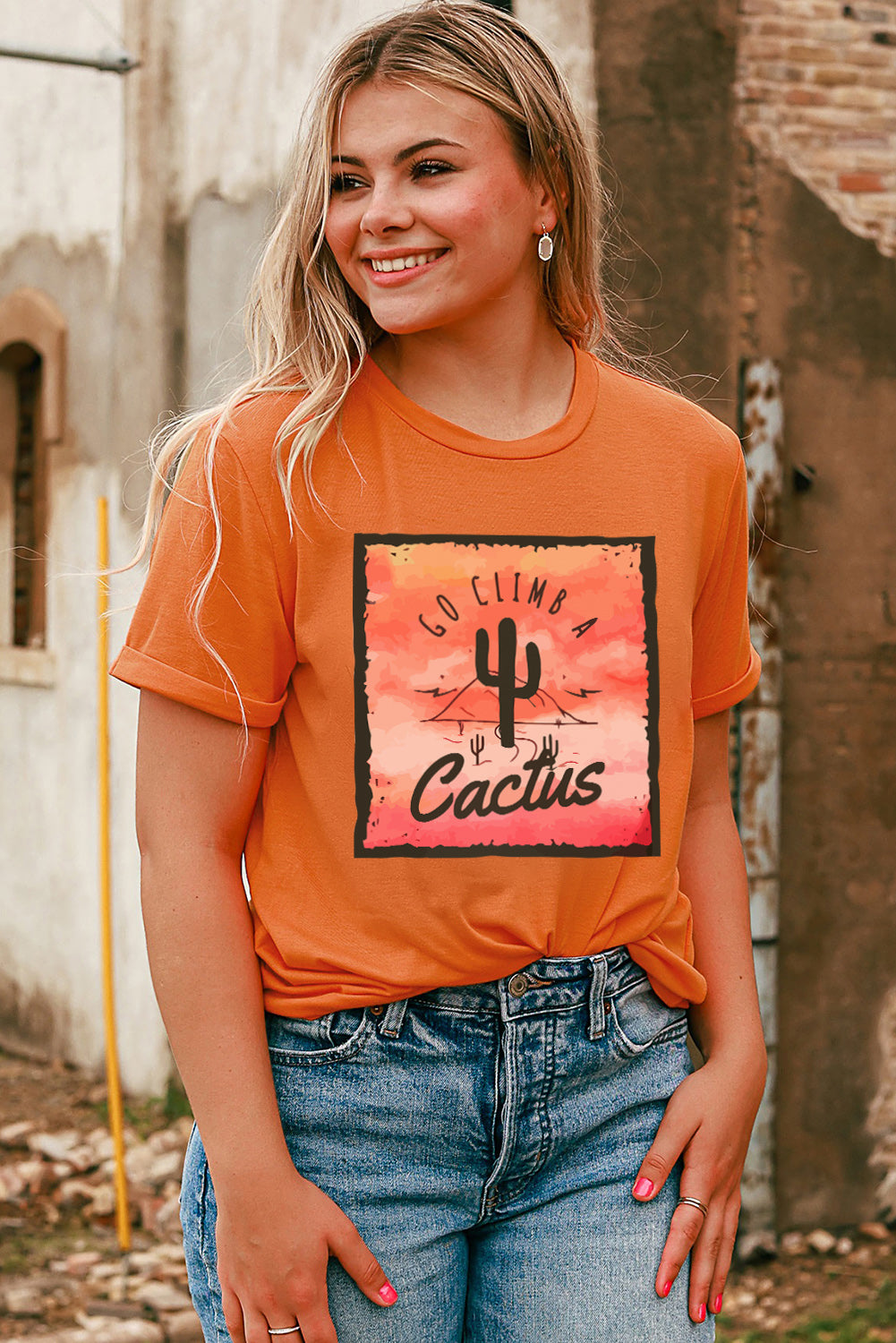 Go Climb A Cactus Slogan Graphic Tee Shirt-Jewearrings