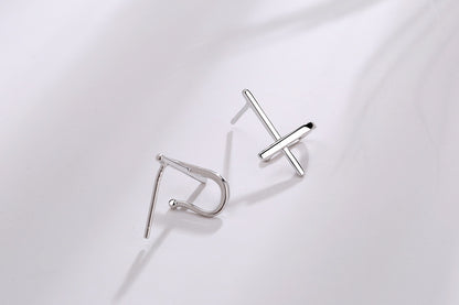 Cross Personality Line Cross Earrings Simple-Jewearrings