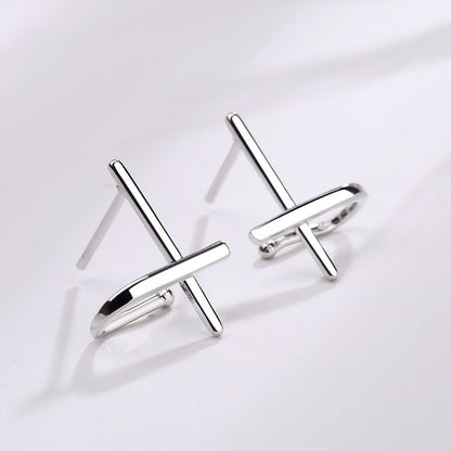 Cross Personality Line Cross Earrings Simple-Jewearrings