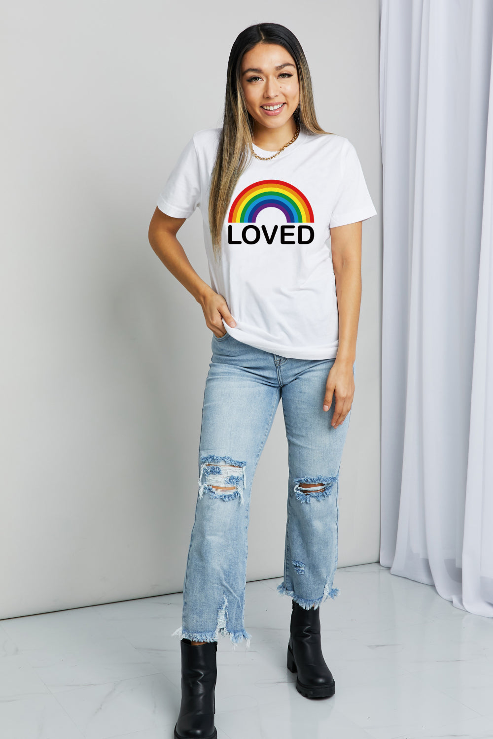 Simply Love LOVED Graphic Cotton T-Shirt-Jewearrings