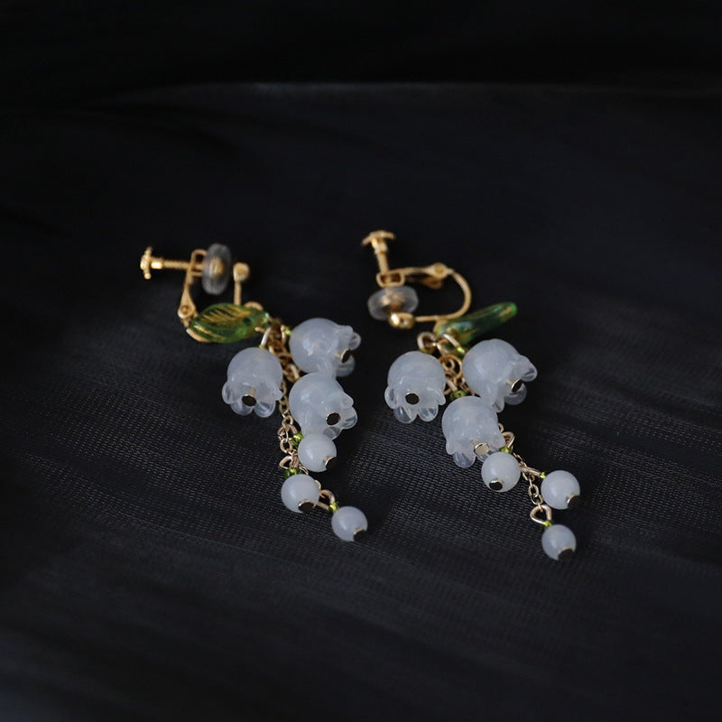 White Orchid Earrings Silver Elegant And Gentle-Jewearrings