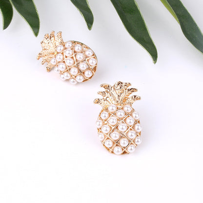 Pineapple pearl earrings-Jewearrings