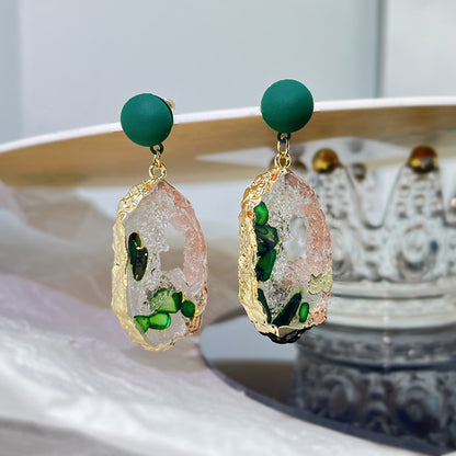 Irregular Personality Geometric Emerald Fashion Special-interest Earrings-Jewearrings