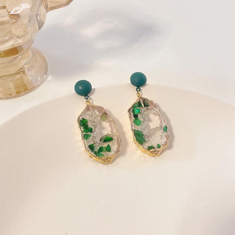 Irregular Personality Geometric Emerald Fashion Special-interest Earrings-Jewearrings