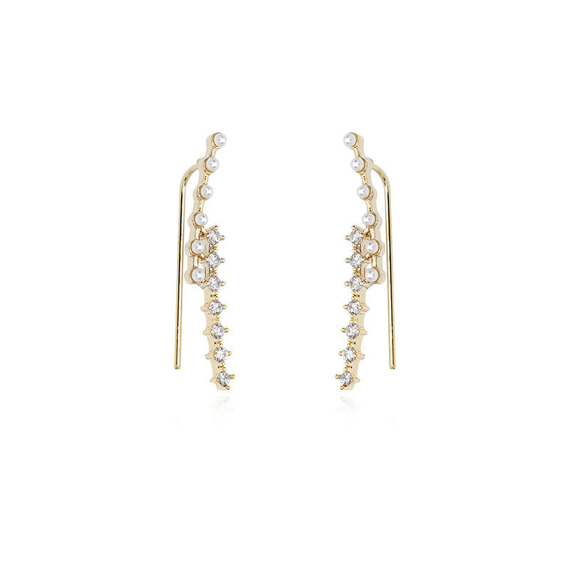 Women's Copper Zircon Pearl Earrings-Jewearrings