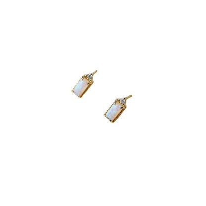 925 Sterling Silver Opal Rectangular Earrings-Jewearrings