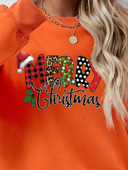 MERRY CHRISTMAS Round Neck Dropped Shoulder Sweatshirt-Jewearrings