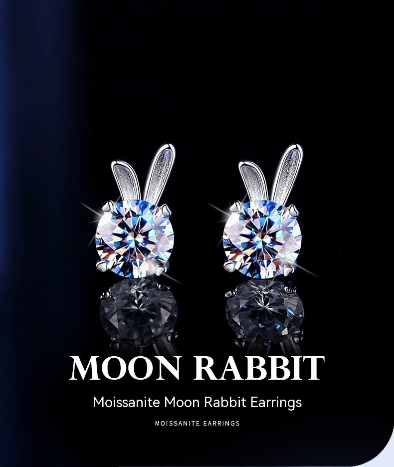 Women's Rabbit Moissanite Sterling Silver Earrings-Jewearrings