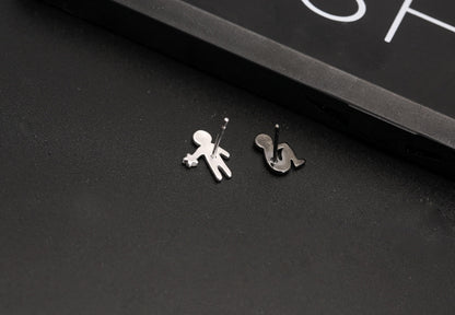 S925 Sterling Silver Temperamental Lover Fashionable Asymmetric Earrings-Jewearrings