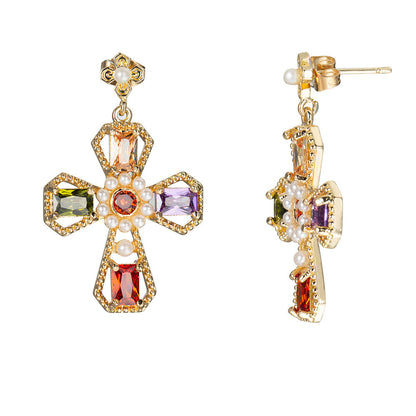 Luxury Stud Earrings Gold-plated Color Zircon Ornament-Jewearrings