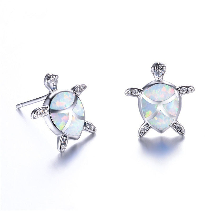 Opal Turtle Stud Earrings Opal European And American Earrings-Jewearrings