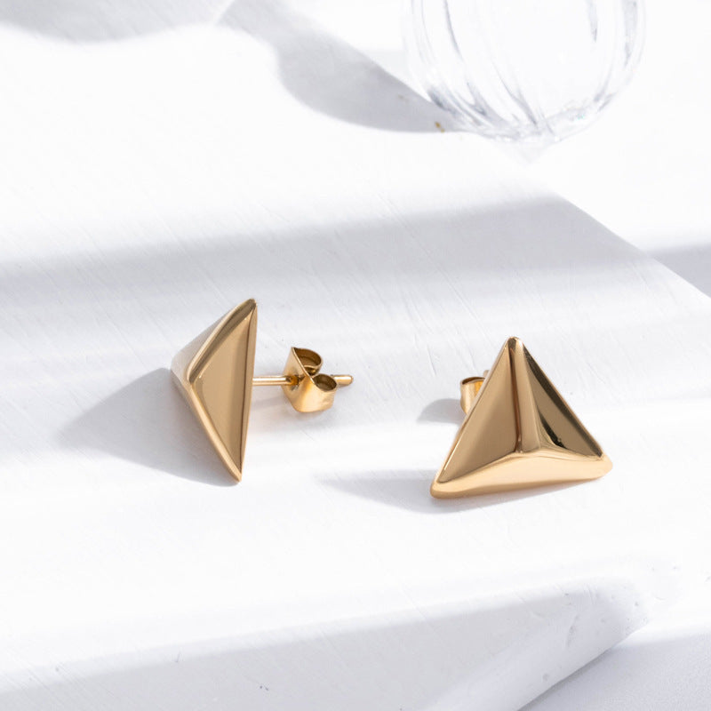 Women's Metal Triangle Stainless Steel Simple Fashion Hundred Stud Earrings-Jewearrings