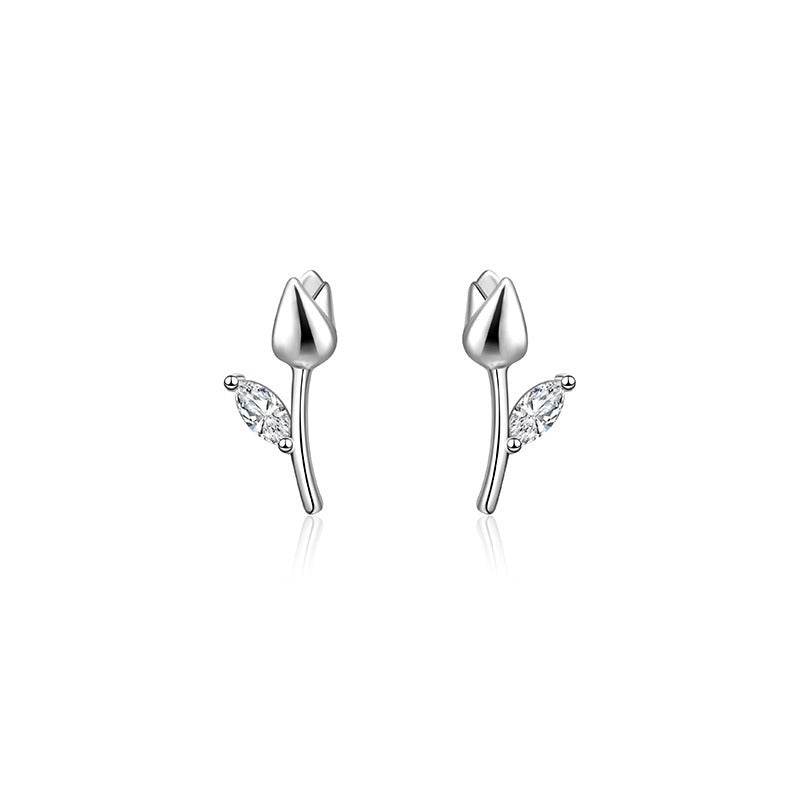 Women's Tulip 925 Sterling Silver Stud Earrings-Jewearrings