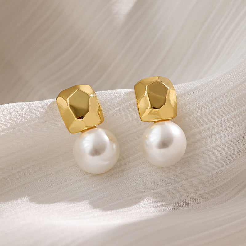 Women's Metal High-grade Temperamental Pearl Stud Earrings-Jewearrings