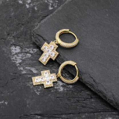 Cross full zircon earrings-Jewearrings