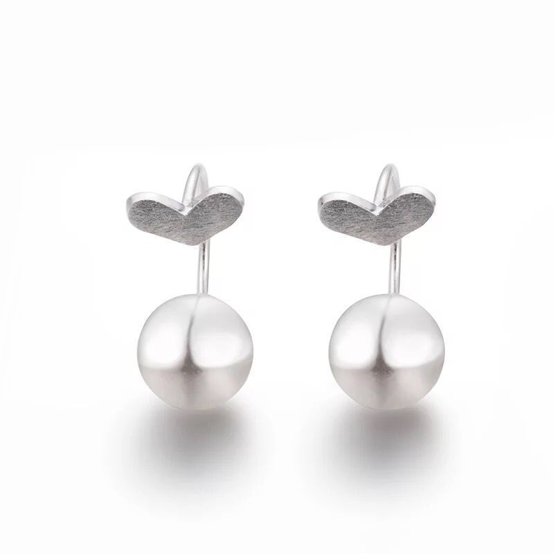 S925 sterling silver love pearl earrings-Jewearrings