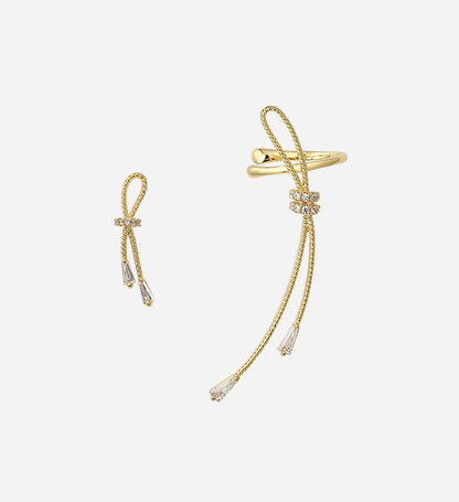 Asymmetric ear bone clip earrings-Jewearrings