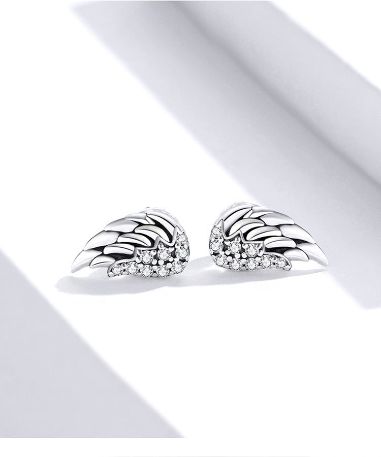 Sterling Silver Wing Stud Earrings-Jewearrings