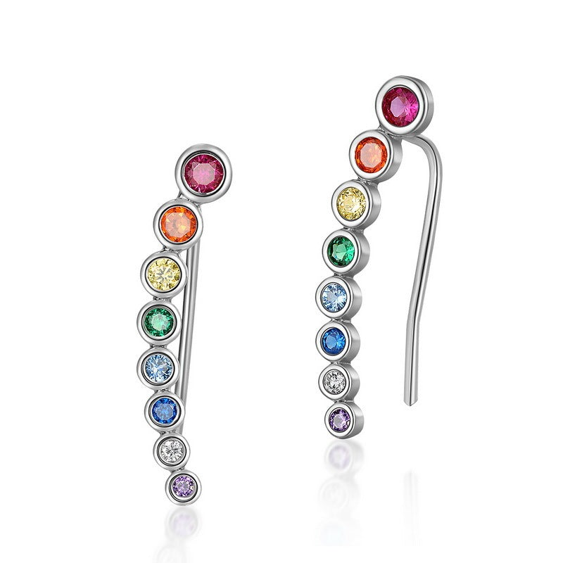 Rainbow Pop Color Zirconium Stud Earrings Female Inlaid Colored Gems Earrings Fashion Personality All-matching-Jewearrings