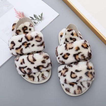 Faux Fur Open Toe Slippers-Jewearrings