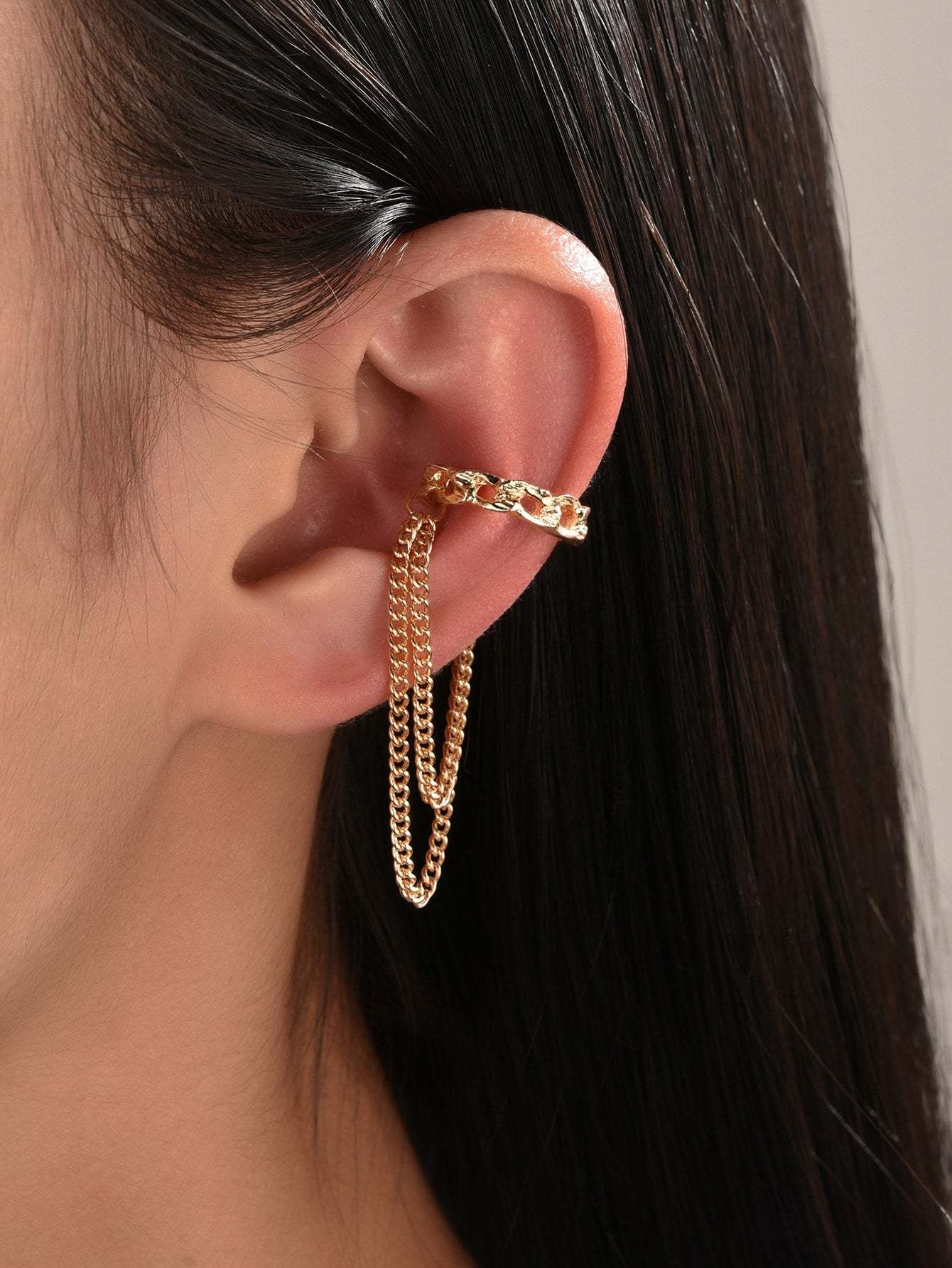 Ins Zircon Long One-piece Tassel Earrings Female Cold Style Flower Stud Earrings Ear Clip-Jewearrings