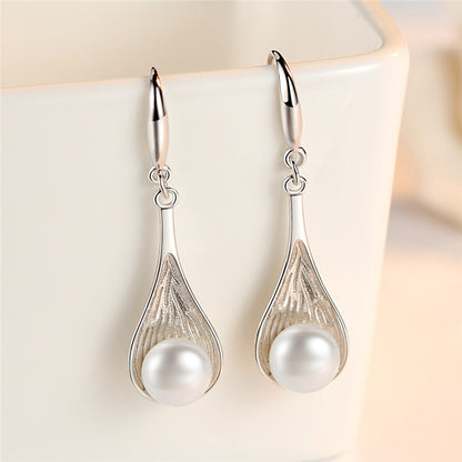 Imitation pearl enamel earrings-Jewearrings